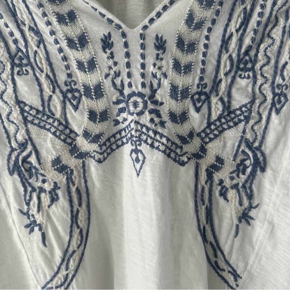 Free People Sundance Western Boho‎ Coastal Beach Flowy Summer Embroidered Top